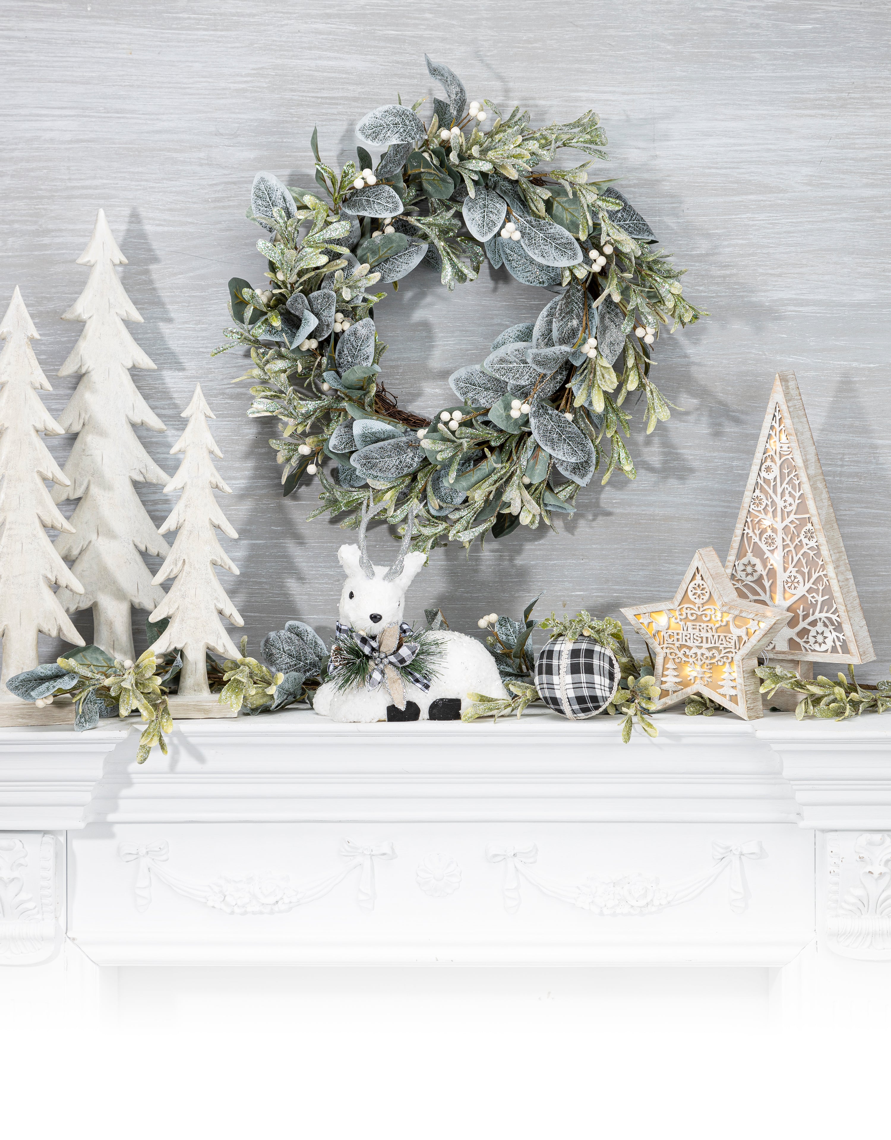 16-in H Battery- Operated Lighted Metal and Laser Cut Wood Tree